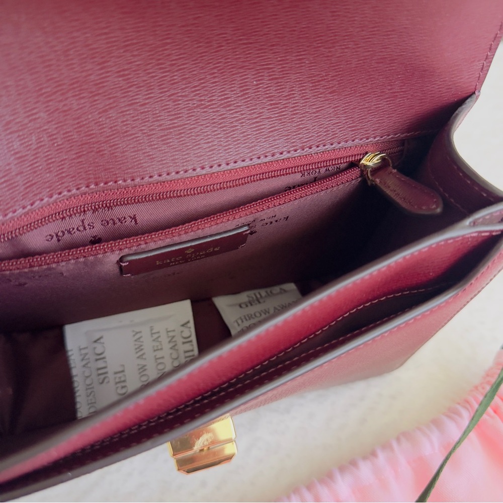 KATE SPADE Maroon Embroidered Floral Limited Edition Crossbody Bag - Picture 10 of 14